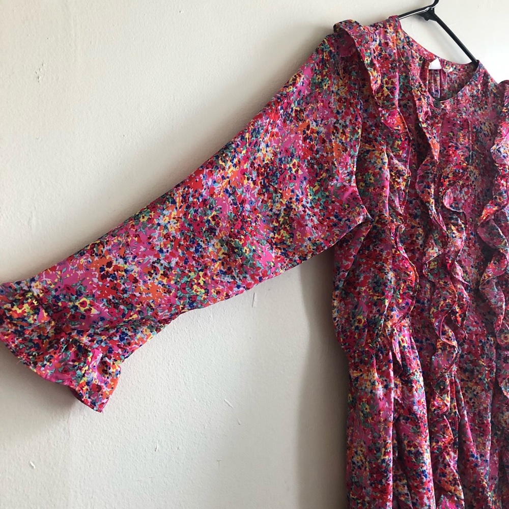 Pink Gap Ruffled Spring Dress Long Sleeve Pockets